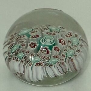 Vintage Murano Art Glass Millefiori Floral Paperweight 1.75" - Mint Condition